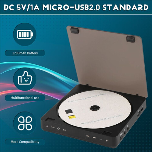 Portable CD Player Double Headphone Version Contact Button Reproductor CD Walkman Rechargeable Shockproof LCD Display 2