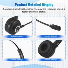 -Hoofdtelefoon met Microfoon, Draadloze Hoofdtelefoon op Het Oor, Ruisonderdrukkende Pc-Headset voor Mobiele Telefoons, Pc-Tablet