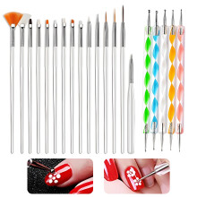 Juego de 20 pinceles para gel constructor – Pinceles multifuncionales para decoración de uñas, ideales para el efecto ombré, salones de belleza