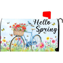 Magnetische Briefkastenabdeckung mit Frühlingsblumenmuster, blaues Blumen- und Vogelmotiv, 21 x 25,5 Zoll, Schmetterlingsmotiv, kompatibel mit