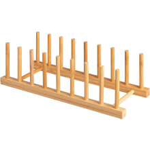 paquete de escurridor de platos de bambú: soporte para platos, soporte para tapas de ollas, organizador de vajilla, almacenamiento para tablas de