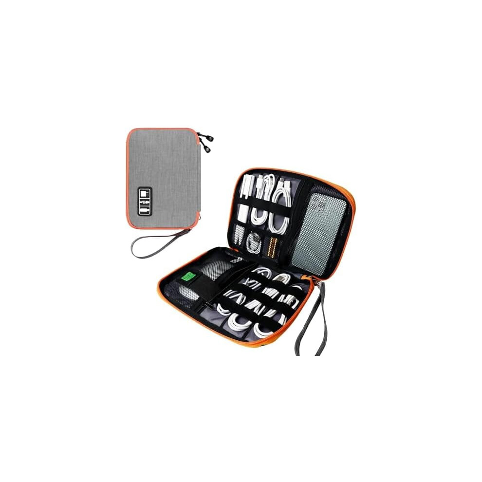 Portable Waterproof Electronics Travel Organizer Bag For Cords, Chargers, Sd Cards Â Compatible With All Devices Grey/Orange 9130661750554