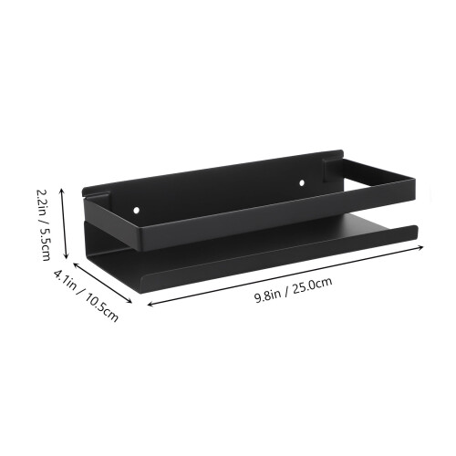 1Set Kitchen Spice Rack Black Rectangular 11.4X4.1X2.2in 304 Stainless Steel Wall Mounted Storage 1