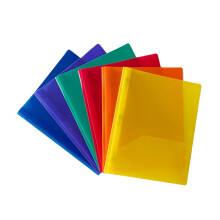 6-pak KRAFTIGE plastikmapper - 2 lommer med ben og brads, tilbage til skoleklasseværelset store arrangører til lektier (sort, 9,37x11,6")