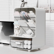 Organizador de mesa inclinado por menos de US$ 5, caixa organizadora com 7 compartimentos para artigos de papelaria e cosméticos – compatível com