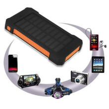 Chargeur solaire portable 50 000 mAh, batterie externe étanche à double port USB, résistante aux chocs, jaune