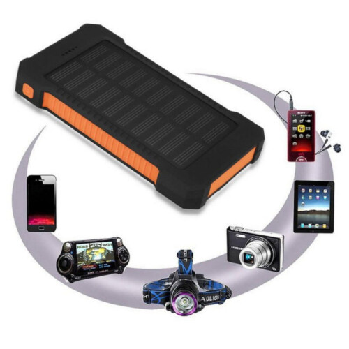 Φορητός ηλιακός φορτιστής 50000mAh, αδιάβροχη διπλή εξωτερική τράπεζα τροφοδοσίας