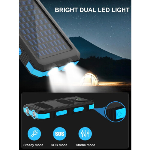 Ηλιακός φορτιστής 38800mAh, αδιάβροχος, USB-C I/O, φακός LED, συμβατός με iPhone, συμβατός με 2
