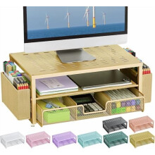 Organizador de mesa e acessórios, suporte para monitor com gaveta e porta-2 canetas, organizador de mesa adequado para escritórios e dormitórios