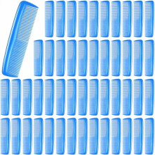 50 stk. 5" lommekammer for menn og kvinner – brede/fine tenner, antistatiske, plastkammer for hårklipp og skjeggpleie (blå)