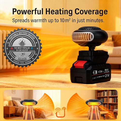 Chauffage d'appoint portable 18 V, 170 W, 2 vitesses 1