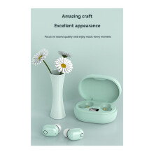 Wireless  5.0 Earbud IPX5 Water Sweat Proof Headphones Touch Controls,  LCD Charging Case 3D Stereo Bass,B