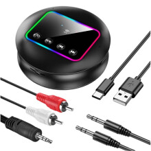 Émetteur-Récepteur  5.4 NFC, Adaptateur Audio  RCA avec Lumière RVB/AUX/RCA/TF pour TV/Voiture/PC/Haut-Parleurs