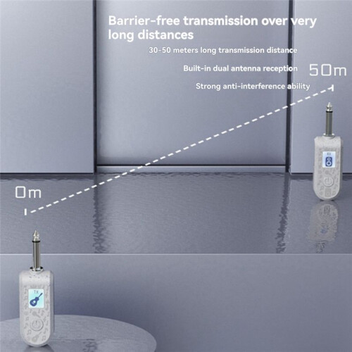 2.4G Wireless Instrument Pickup Rechargeable Transmitter Receiver for 6.35mm Audio Interface Electric Instruments White 1