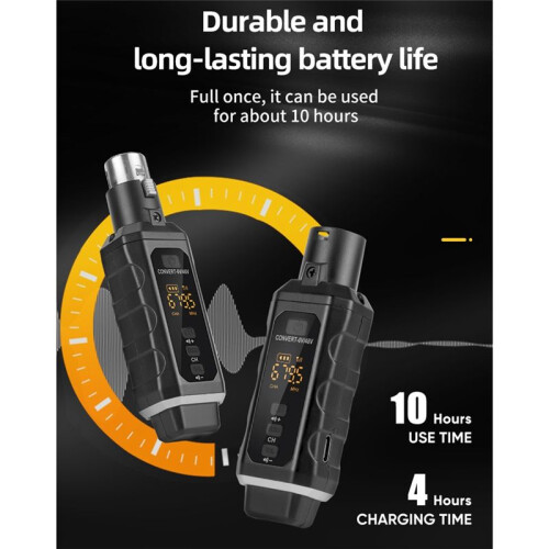 UHF Professional Microphone Wireless Converter XLR Transmitter Receiver for Dynamic Microphone Guitar Audio Mixer 2