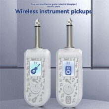 2,4 G Kabelloser Instrumenten-Tonabnehmer, Wiederaufladbarer Sender-Empfänger für 6,35 mm Audio-Schnittstelle, Elektrische Instrumente, Weiß