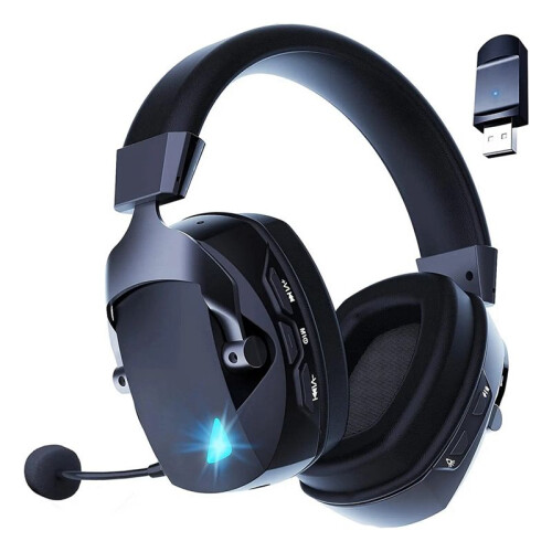 Cuffie da Gioco Wireless con Microfono Cuffie  2.4G USB 3.5mm Cablate 3 Modalità per PC, per Laptop, per PS4, per PS5, per  Nero 1