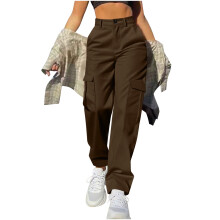 Dames cargo broek met relaxte pasvorm en knoopsluiting - Utility broek met meerdere zakken, rechte pijpen, voor dames in maat S-5XL, elastische