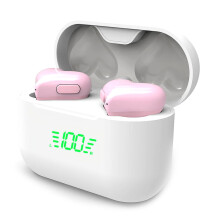 Fones de Ouvido com Display Digital em Formato de Coração 5.3 Bass Estéreo Fones de Ouvido À Prova D'Água Fofos Rosa