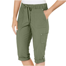 Női 7/8-as cargo nadrág - Könnyű twill anyagból, húzózsinóros derékkal, több zsebbel, rugalmas derékkal (S-2XL)