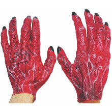 Devil Red Latex Realistic Adult Mens Costume Accessories Gloves Hands