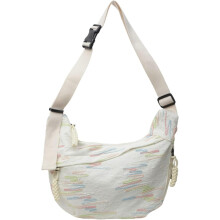 Nylonová crossbody kabelka pre ženy, pletaná zipsová skladaná farebná šitie s viacerými vreckami, letná kabelka cez rameno