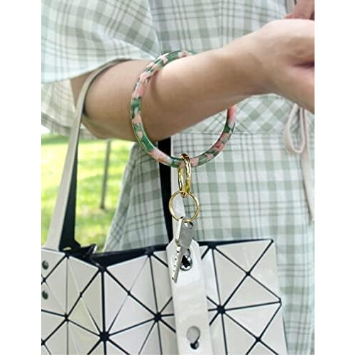 Pulseira chaveiro com argola em acetato para mulheres. 1