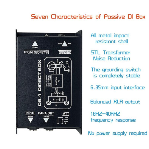 Passive Impedance Converter DI Effects Audio Isolator Passive DI Box DI BOX Box 1