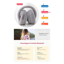 Winter Ear Muffs Warm Headphone Wireless 5.0 Earmuffs Headphone Earmuffs with Extra Soft Grey