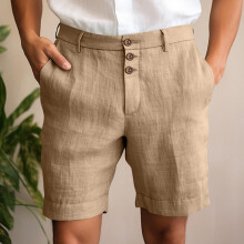 Men's Casual Beach Shorts, Solid Color Design with Button & Zipper, Comfortable & Stylish for Summer or Outdoor Wear