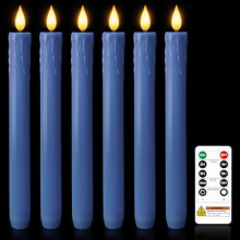 LED Blå Flammeløse Koniske Lys 9,6 tommer 6 stk.