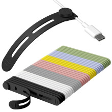 35 fascette in silicone riutilizzabili per cavi di ricarica, auricolari e cavi del computer – Organizzatori di cavi regolabili per scrivania,