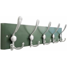 Perchero de pared de madera maciza verde bosque con 5 ganchos, 16.875", para entrada/cocina/lavadero/baño – Incluye herrajes, compatible con