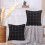 Μαύρα άσπρα καρό μαξιλαροθήκες boho 18x18 λινό σετ 2 τεμαχίων 1