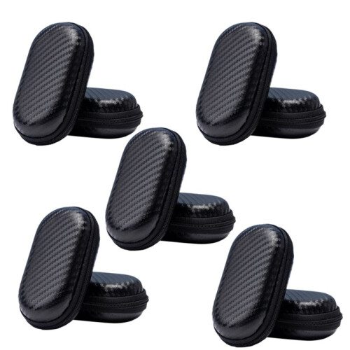 Headphone Bag Oval Headphone Storage Box Data Cable Packaging Box  Headphone Storage Bag Straw Mat Pattern