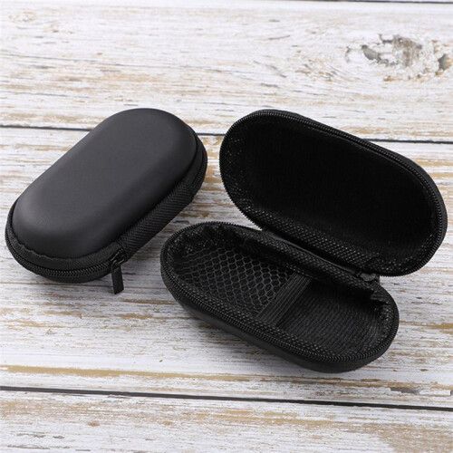 Headphone Bag Oval Headphone Storage Box Data Cable Packaging Box  Headphone Storage Bag Straw Mat Pattern 2