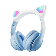 Cute Cat Gradient Wireless Headsets LED Light Headphones with Mic Kids Stereo Phone Music Game Headset