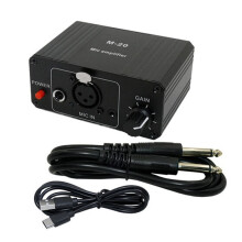 Dynamiczny Mikrofon Pojemnościowy Wzmacniacz Mikrofonowy M-20 Audio 48V Phantom Power Charging Czarny do Głośnika Karty Dźwiękowej Live A