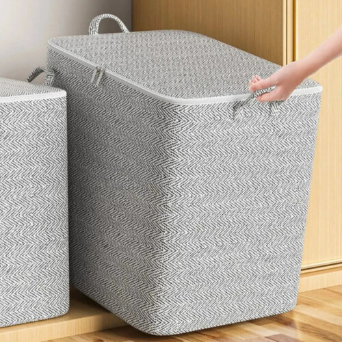 Τσάντες αποθήκευσης ρούχων 220L Extra Large, μη υφασμένες, με λαβές και φερμουάρ – Γκρι, 1