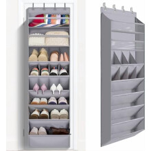 Rangement à chaussures à suspendre à la porte – 8 étagères, 23 cm de profondeur, gris