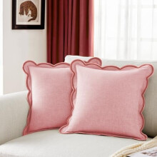 Fodere per cuscini in ciniglia smerlata (20x20") – Confezione da 2, rosa cipria, stile boho e preppy, federe decorative estetiche per divano –