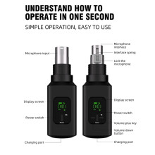 Conversor de Microfone Sem Fio Profissional Sistema Sem Fio para Guitarra Transmissor e Receptor XLR Microfone Dinâmico B