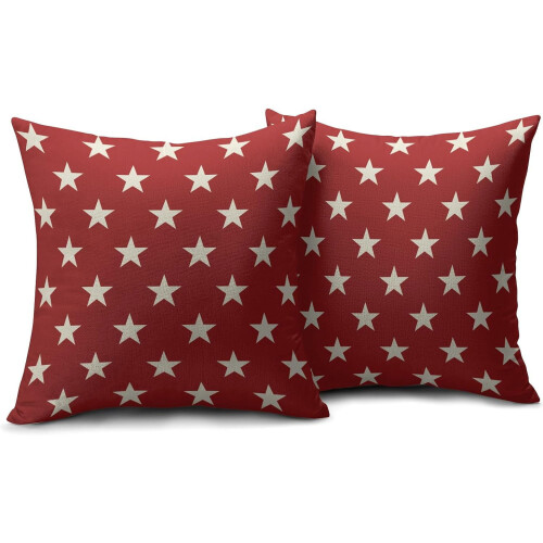 Μαξιλαροθήκες Red & Blue Star 16x16 ίντσες, από μείγμα λινού, σετ 1