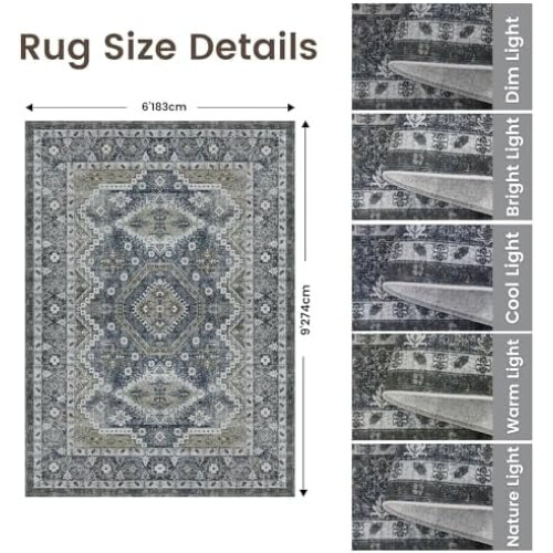 6x9Rug - Πλενόμενο χαλί ανθεκτικό στους λεκέδες, αντιολισθητικά χαλιά με πλάτη για 1