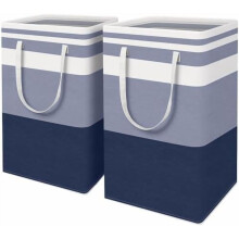 2-Pack88L Wodoodporny, wolnostojący kosz na pranie, składany z przedłużonymi uchwytami – niebieski, odpowiedni do użytku w akademiku i w domu