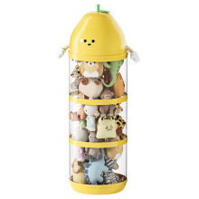 Stuffed Animal Storage Tube Transparent Doll Display Tube Vertical Toy Storage ThreeLayer Plush Yellow Large Capacity