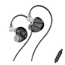 TRN V10 PRO-Oortelefoons Dual Dynamic High-Fidelity Sound in-Ear Monitors Hoofdtelefoon Zwart, 3,5 met Microfoon