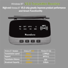 NFC 80m 5.0 Audio Transmitter Receiver AptX LL HD Wireless Adapter SPDIF AUX 3.5mm for PC TV Pair 2 Headphones