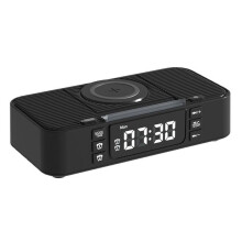 New Portable Speaker with Wireless Charging Atmosphere Light Clock Alarm Function Double Speaker USB Charging