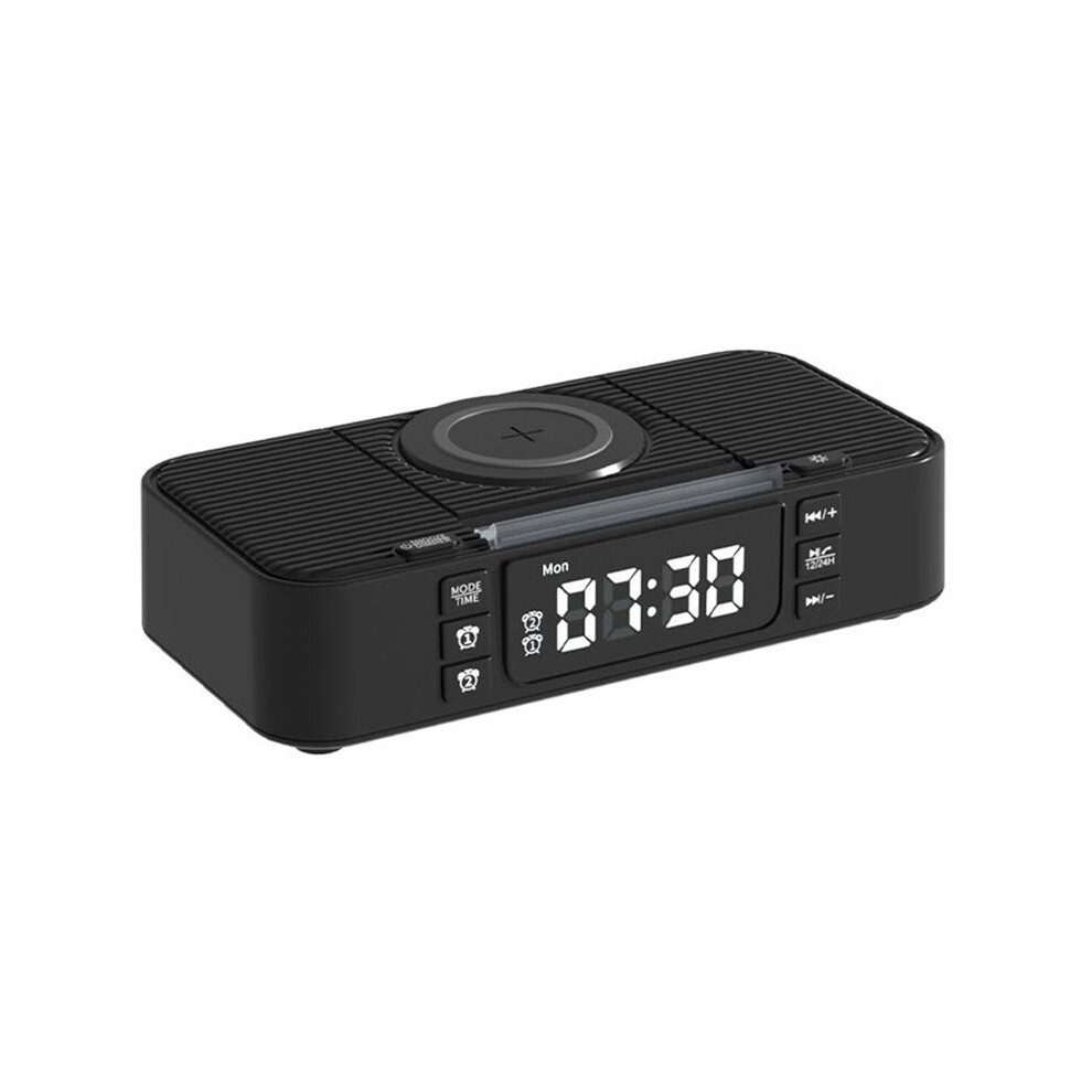 New Portable Speaker With Wireless Charging Atmosphere Clock Alarm Function Double Speaker Usb Charging Light 4712372635471